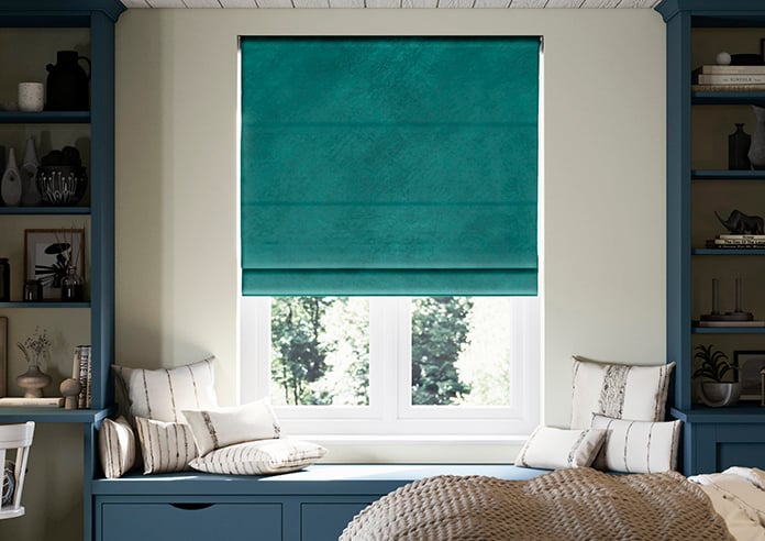 Odessa Velvet, Peacock - Twist&Fit Roman Blind - Image 3